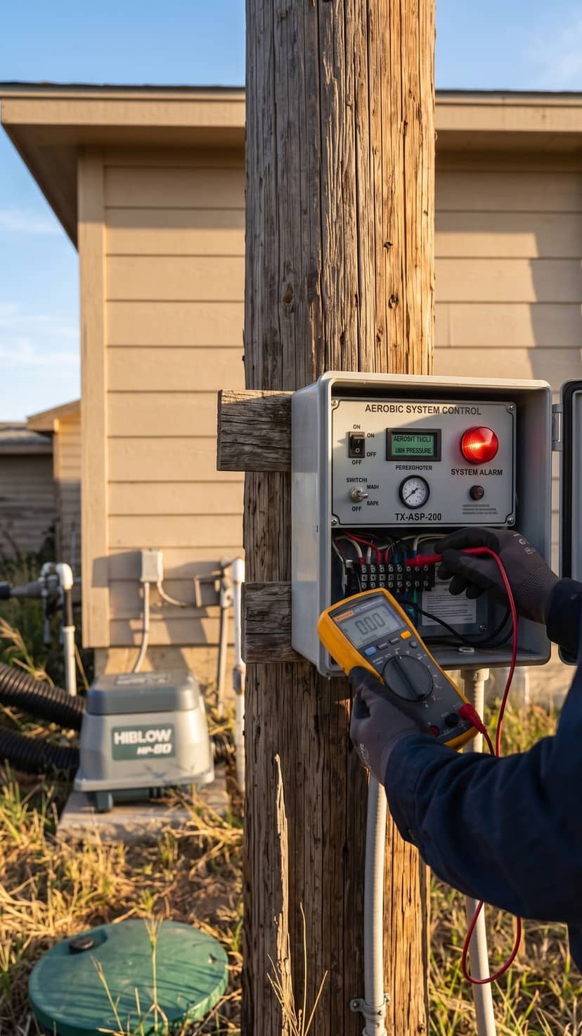 Septic alarm and control panel diagnosis in Central Texas