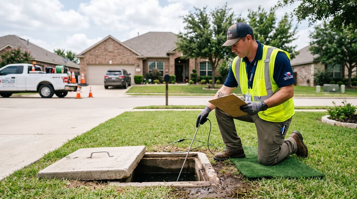 Licensed septic system inspection in Central Texas